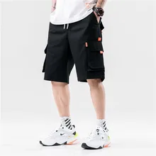 Хип хоп Мульти Карманы блок лоскутное карго шорты для бега Мужская Летняя одежда городская Молодежная до колена Короткие брюки мужские