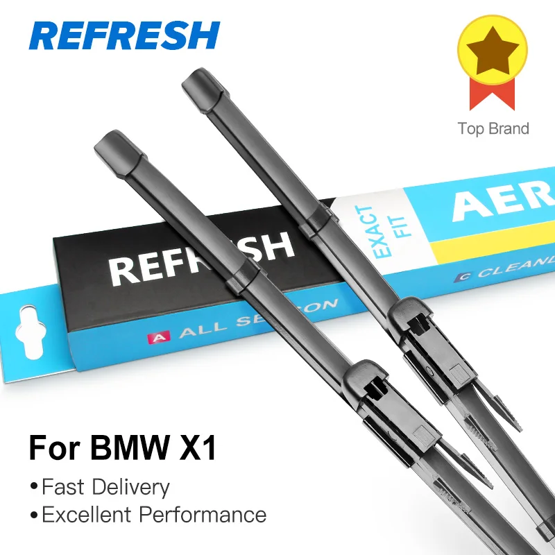 

REFRESH Windscreen Wiper Blades for BMW X1 E84 F48 Fit Pinch Tab / Push Button Arms 2009 2010 2011 2012 2013 2014 2015 2016 2017