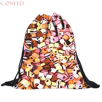 

CONEED Canvas 3D Printing Bags Drawstring Backpack DROP SHJIP f11m30