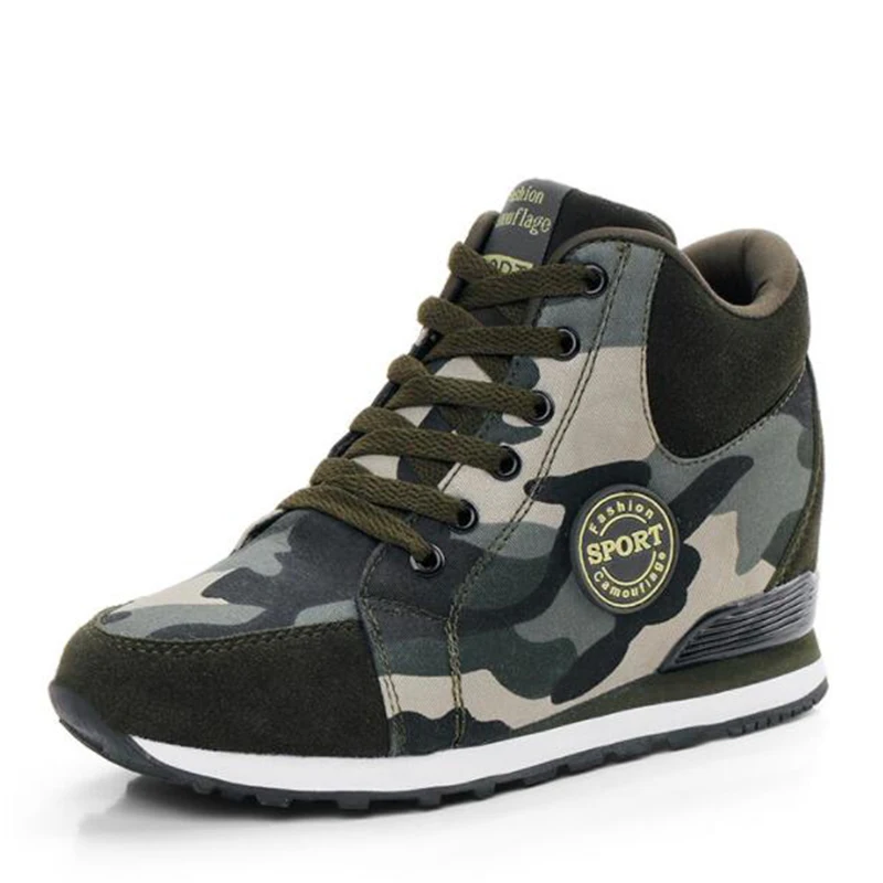 

HEE GRAND Ankle Boots Women Warm Fashion Lace-up Camouflage Bootie Ladies Height Increasing Footwear Sneakers Booten XWX7133