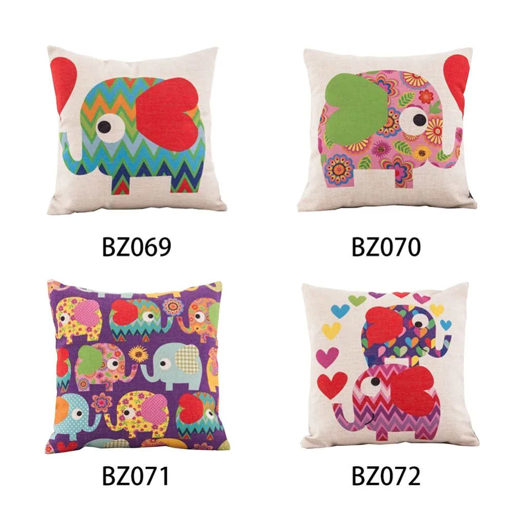 LOZUJOJU Quality stitching cartoon elephant pattern cushion cover home decor pillow case for kids living room sofa bedroom chair LOZUJOJU Quality stitching cartoon elephant pattern cushion cover home decor pillow case for kids living room sofa bedroom chair