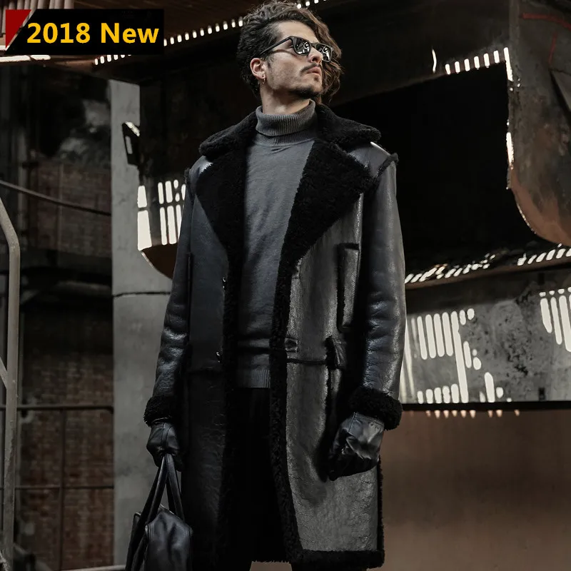 

men fur coat high level long shearling leather outerwear thick coldproof genuine leather jacket sheepskin fur coats parkas