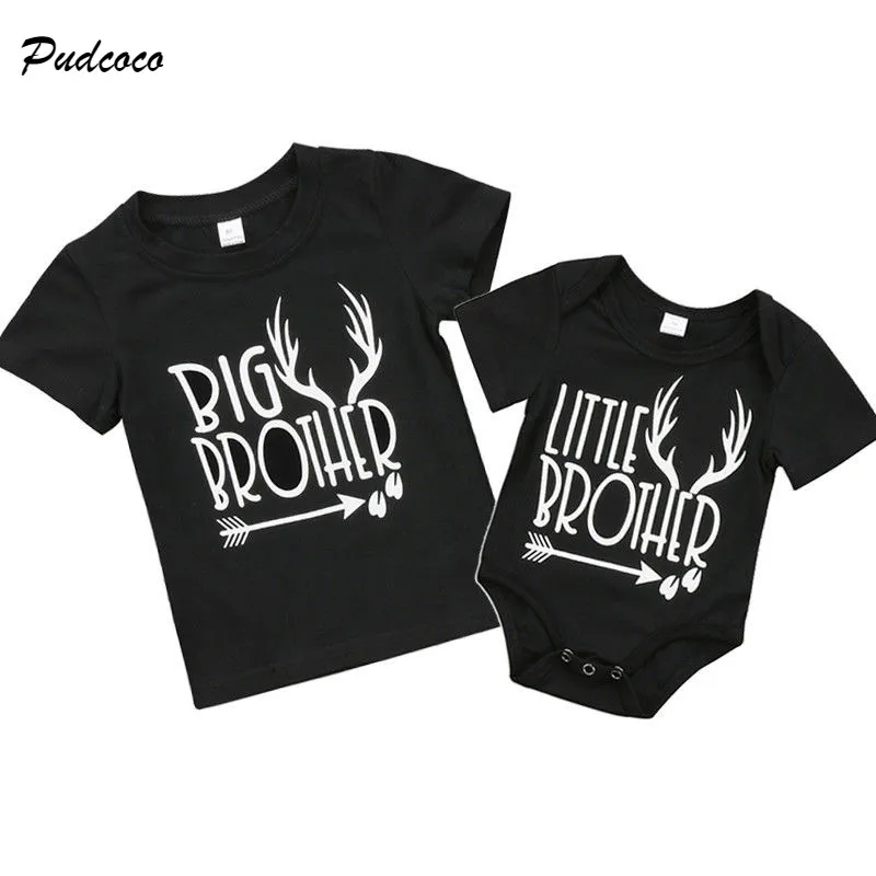 

New Family Match Clothes Short Sleeve Little Brother Romper Big Brother T-shirt Cotton Deer T-shirt Tops Matching Outfits