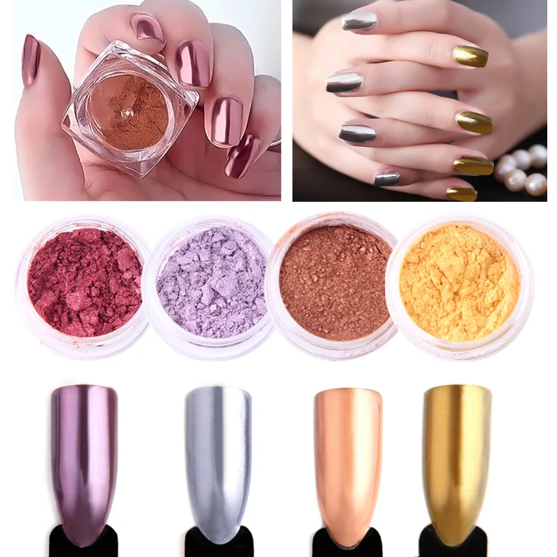 

1 Box Nail Glitter Pigment Powder Gold Sliver Purple Champagne Dust Manicure Nail Art Glitter Chrome Powder Decorations