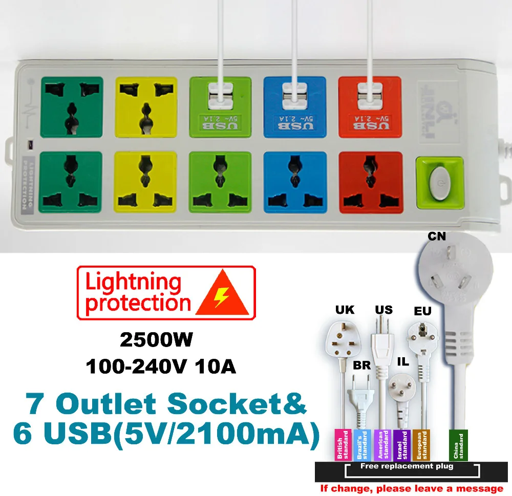 Огнестойкий материал 5 V 2100Ma напряжение на выходе USB Смарт-удлинитель с защитой от перегрузки