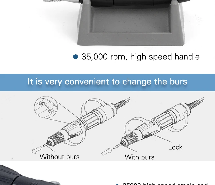 Broca do Unha Máquina de Trituração para o Arquivo do Unha 204 + 102 Forte Bocados Manicure Elétrica Conjunto Equipamento 65w 35000rpm 5 Brocas elétricas p manicure e acessórios