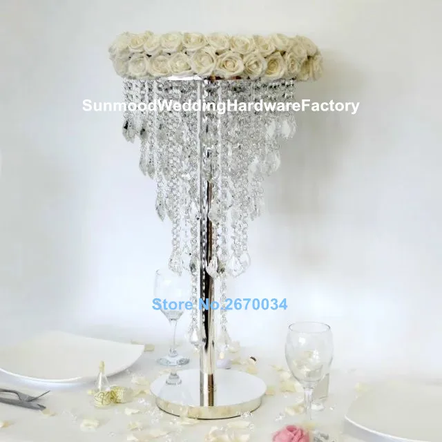 Tall crystal flower stand /walkway pillar flower stand for wedding