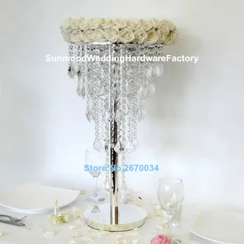 

Tall crystal flower stand /walkway pillar flower stand for wedding centerpieces