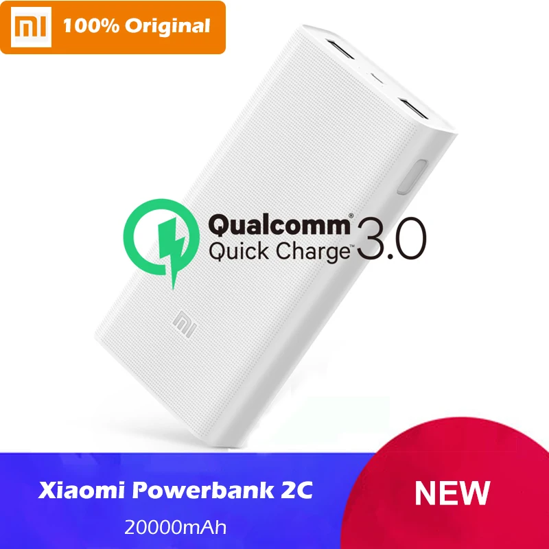

Original Xiaomi Power Bank 2C 20000mAh External Battery Portable Charger Dual USB QC3.0 Mi 20000 mAh Powerbank