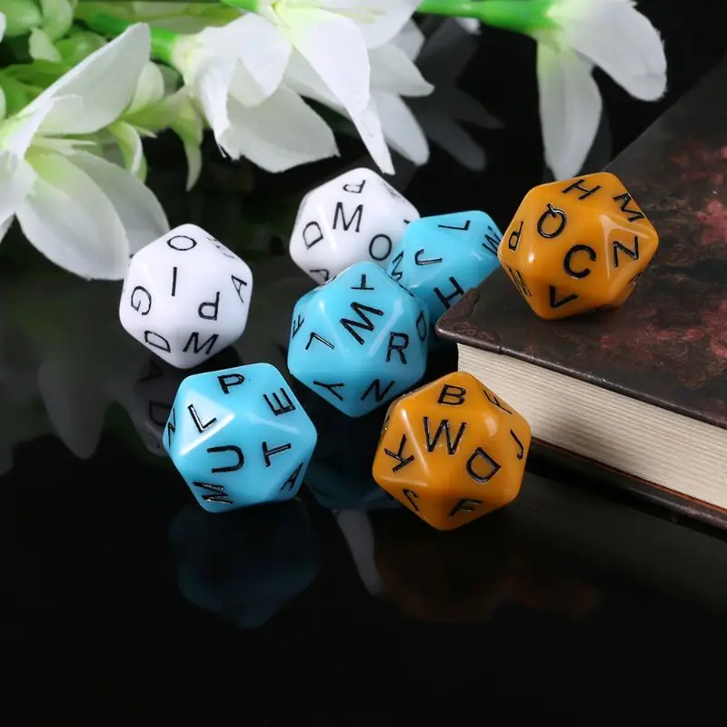 

New 7pcs/set 20-Sided D20 English Alphabet Letters Dials Board Game Accessories For Kids Educational Toys qiang