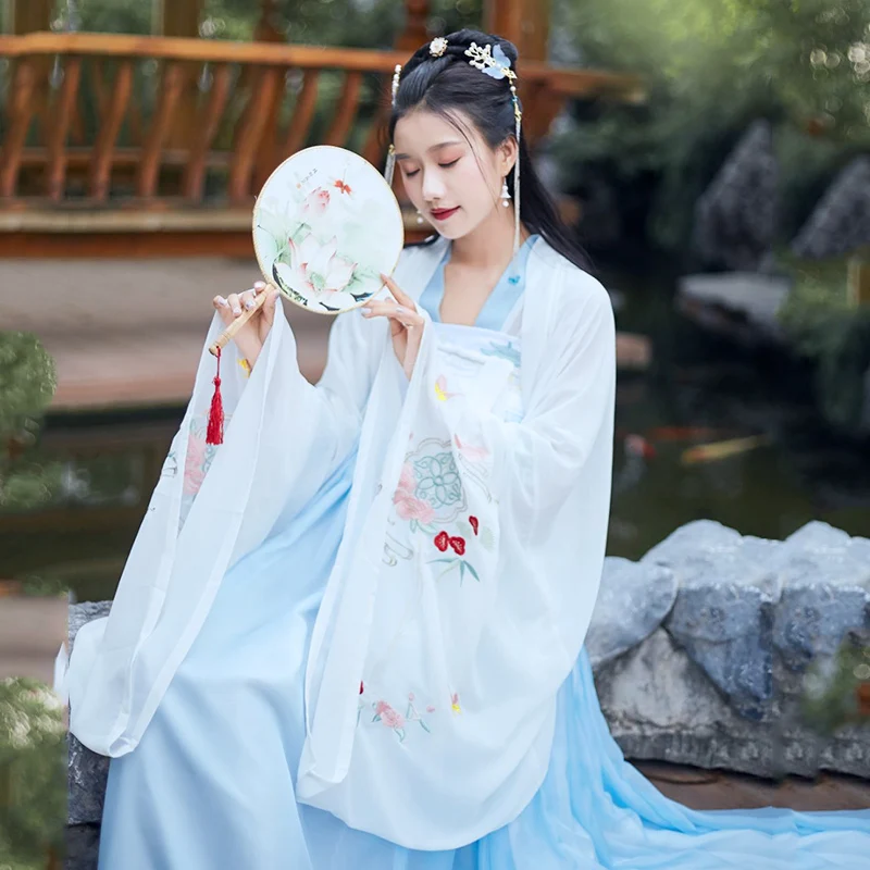 Hanfu костюм в китайском стиле, Сказочная одежда в античном стиле, Китайская древняя и традиционная одежда, костюм для народных танцев DQL734