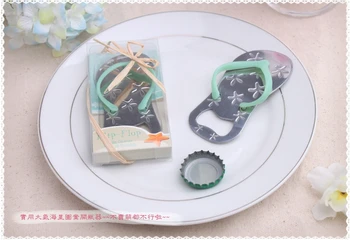 

Beach theme Flip flop wine bottle opener with starfish wedding favor 100PCS/LOT bridal shower guest gift (Blue Color)