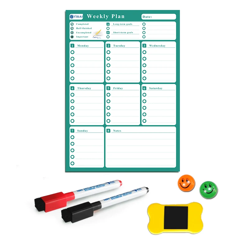 YIBAI Еженедельный план магнитная доска, сухой стереть для дома холодильник 4 цвета доступны УФ лазерная печать 42*30 см