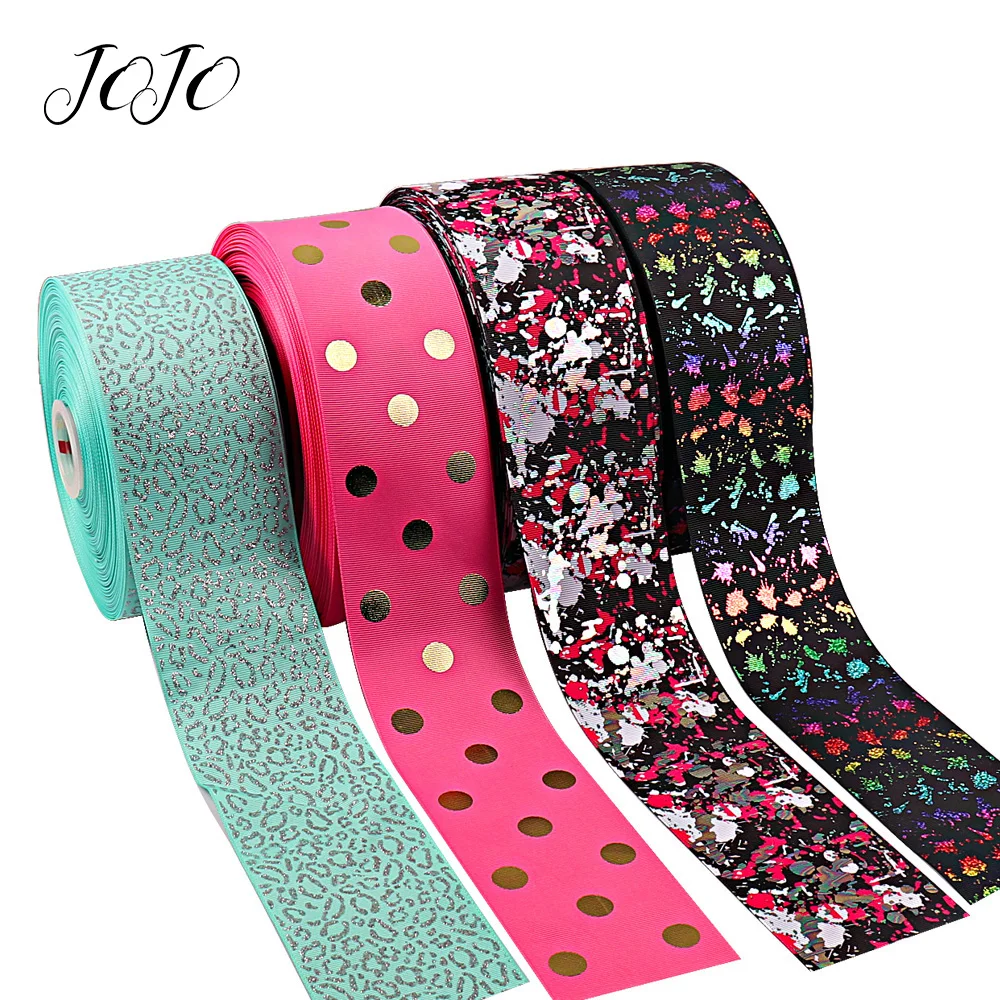 JOJO Луки 75 мм 2y Grosgrain пятно лента для рукоделия бронзовый принт Сделай Сам DIY бигуди