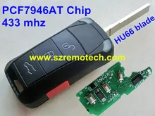 Free Shipping New Uncut Remote Key 3+1 Button 433MHz ID46 PCF7946AT Chip HU66 Blade Fit For Porsche Cayenne (2004-2012)