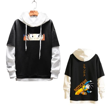 

Fashion False Two-Pieces Hoodies Anime Dragon Ball Z Son Goten Layered Hip-Hop Sweatshirts Torankusu Cosplay Couple Loose Hoodie