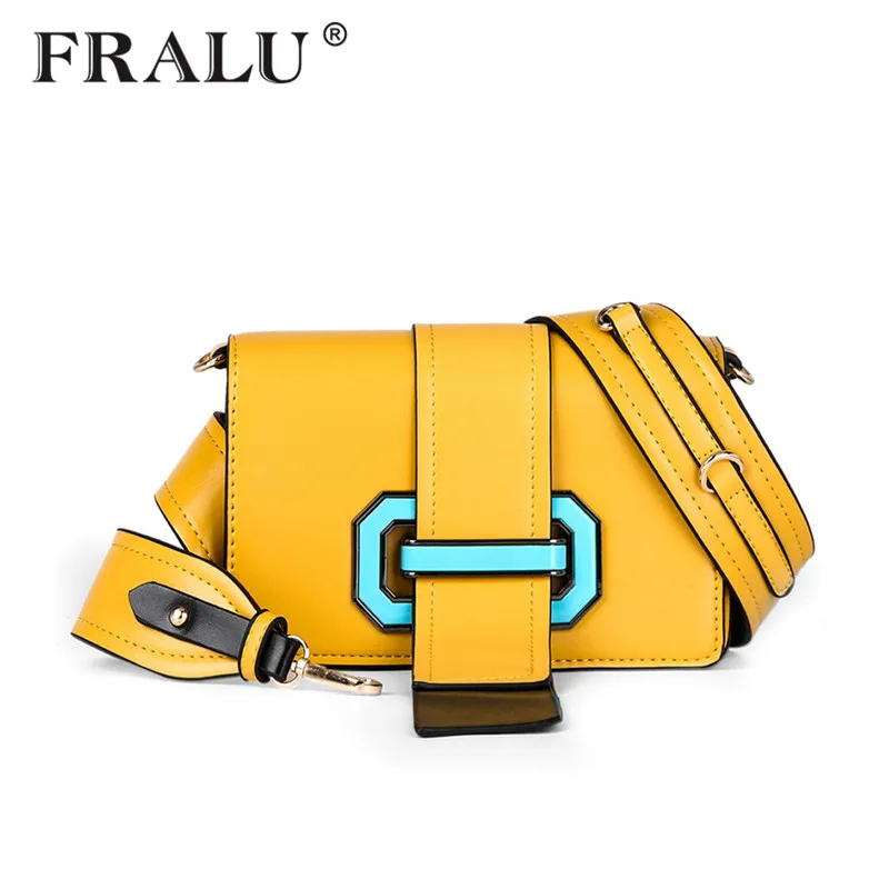 FRALU 2017 new womens shoulder bag fashion creative draw with buckle small square bag luxury handbags