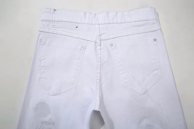 Большие размеры белый печатных Для мужчин джинсы модные мужские Уникальные хлопка стрейч джинсы мужские Повседневное шаблон характер