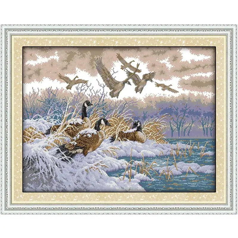 

The flying birds in snow day Counted Cross Stitch 11CT 14CT Cross Stitch Set Wholesale Cross-stitch Kit Embroidery Needlework