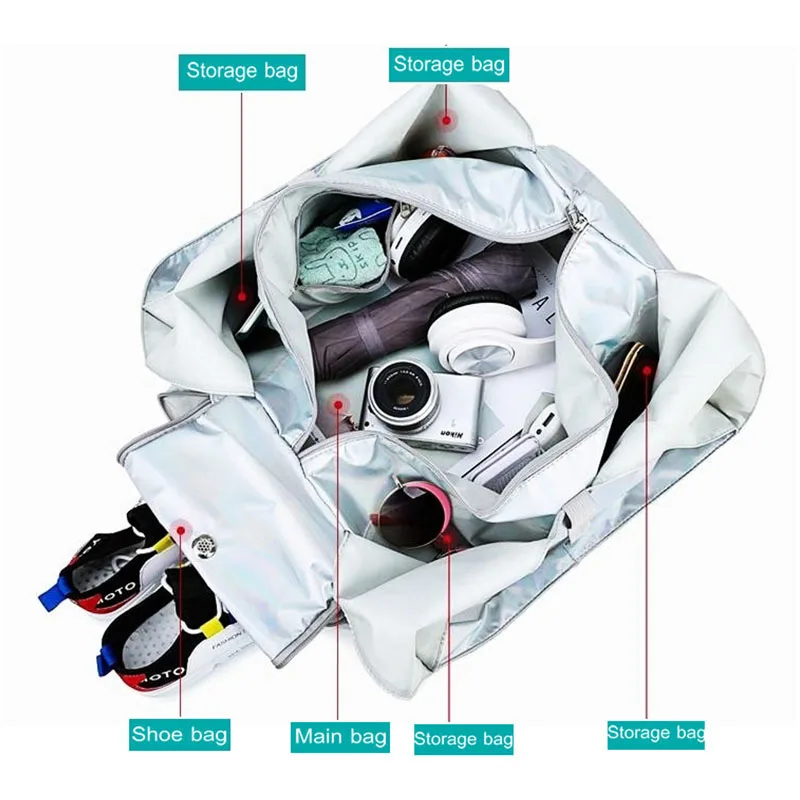 Pink Yoga Mat Duffel Bags For Women Fitness Handbag Girl Gym Sport Tote Bags With Shoe Compartment Waterproof Travel Storage Bag