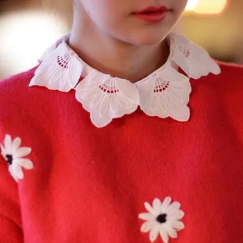 lace shirt blouse peter pan detachable collar women lapel fake false collar collars for women shirt white black lace denim coton