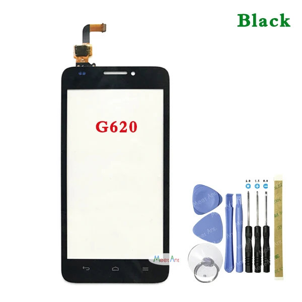Высокое Качество 5," для huawei Ascend G620 и G620S сенсорный экран дигитайзер сенсор внешняя стеклянная линза Панель черный белый - Цвет: G620 Black With Tool