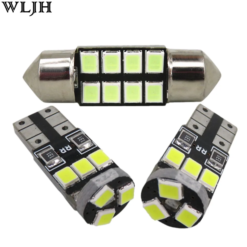 

WLJH 6x Car Led 2835 SMD W5W T10 Lamp Bulb Interior Light Dome Map Trunk License Plate Light Package for Lancer Evo X 2008-2015