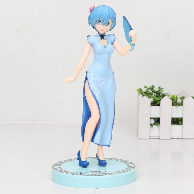 

Anime Re: Life in a Different World From Zero Rem Ram Cheongsam Standing Posture hot Girl PVC Action Figure Model Toys