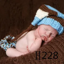 Новорожденных Для маленьких мальчиков Обувь для девочек капот крючком детские шапки шляпу пользовательских крючком длинный хвост Детские Шапка-бини Детская меховая шапка