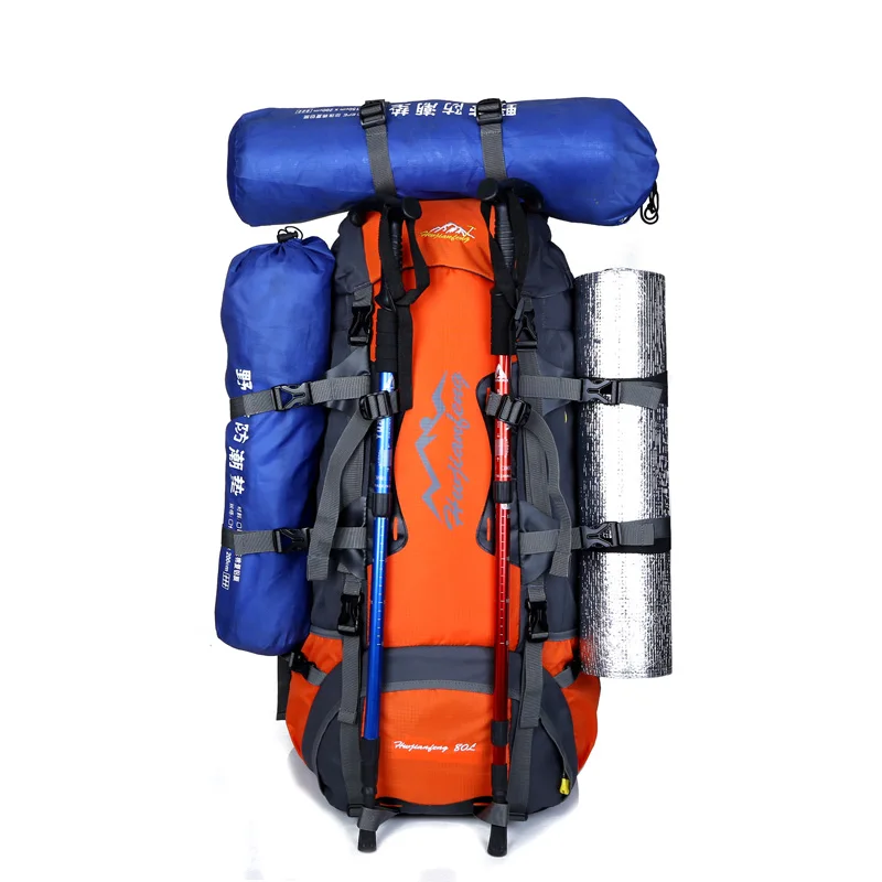 

Hot Outdoor Sports Bag 80L Camping Hiking Backpack Traveling Trekking Rucksack Mountain Climbing Equipment or Men Women