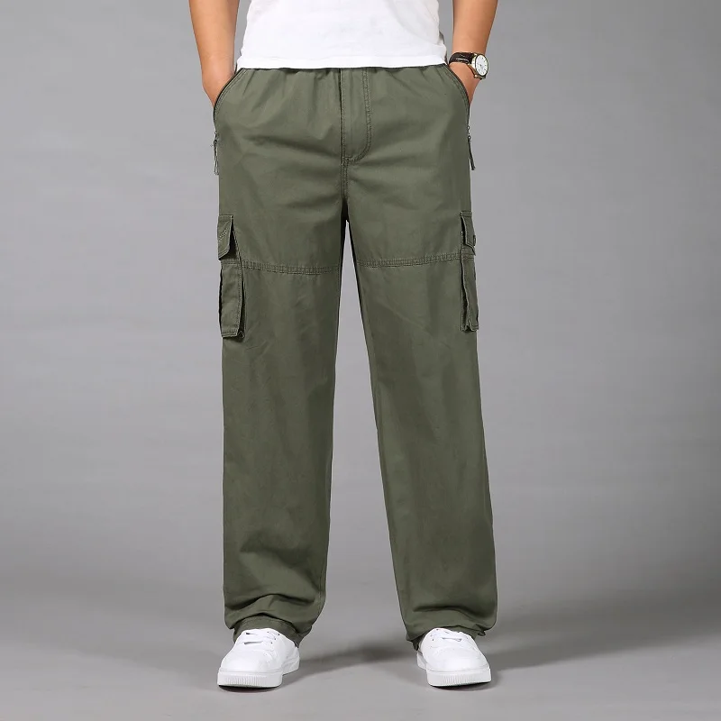 Мужские брюки карго осенние мужские повседневные многокарманный военный плюс размер мужские брюки, тактические армейские прямые брюки длинные брюки - Цвет: Arm Green