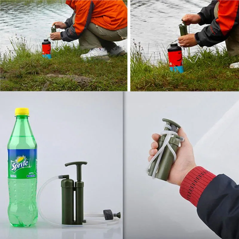 Filtro de Água Portátil ao ar Filtros de Água Livre Purificar Bomba Mini Pessoal Palha Novo Exército Verde Caminhadas Acampamento Ferramentas Sobrevivência Segurança Mod. 1261529 18 Filtro de água portátil ao ar livre
