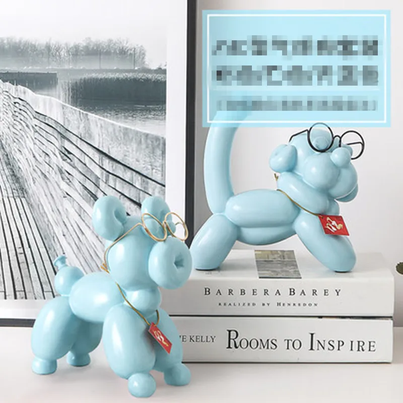 

2Pcs/set Balloon Dog Statue Animal Art Sculpture Resin Art&Craft Living Room Bedroom Study Room Porch Decoration L2878