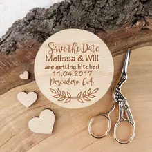 Персонализированные laurel сохранить Дата, пользовательские деревянный лист магниты на холодильник, деревенский Свадебные магниты