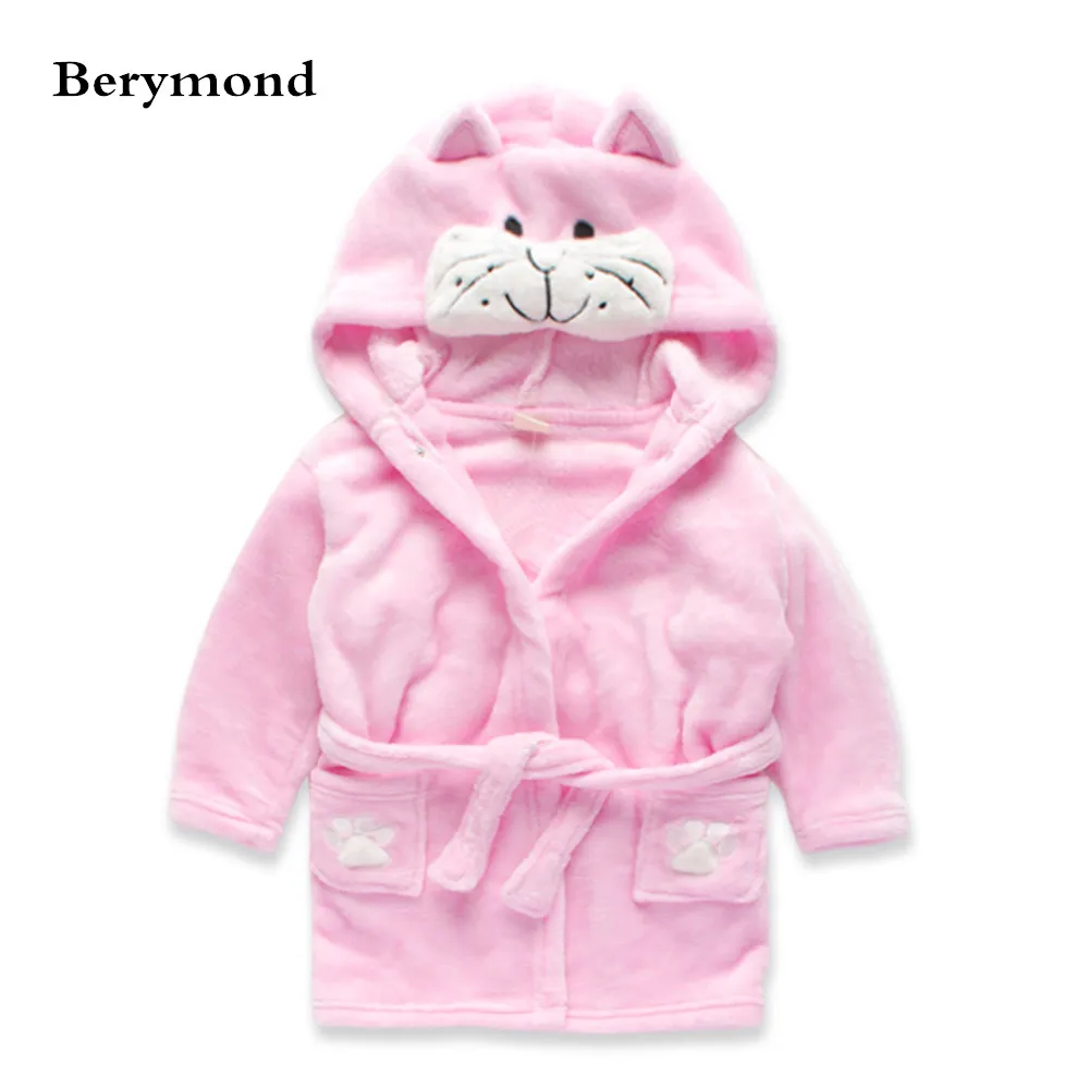 Лидер продаж, Berymond, детский халат, банный халат с рисунком животных для мальчиков и девочек, детская пижама, платье, домашняя одежда высокого качества - Цвет: Pink Tiger