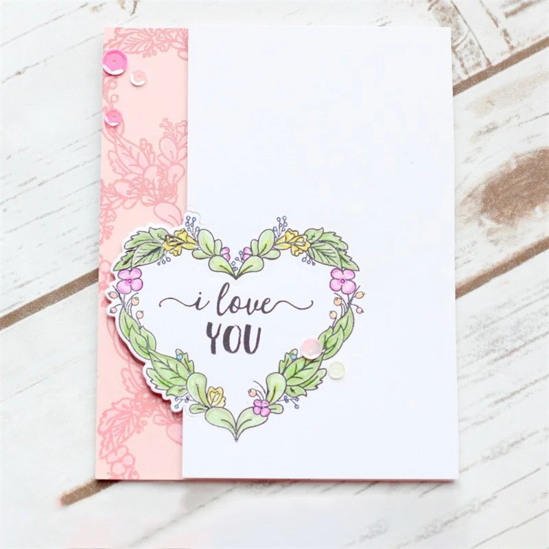 

DiyArts Floral Heart Metal Cutting Dies and Clear Stamps for Scrapbooking Paper Card Making Album Embossing Crafts Die Cut