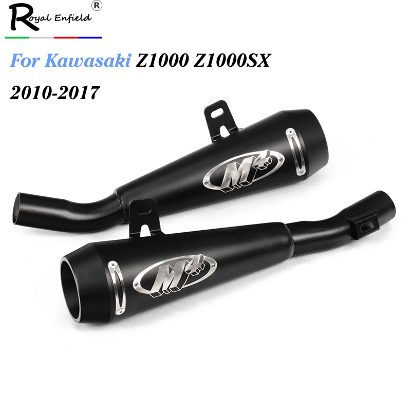 

2010-2017 Z1000 Z1000SX for Kawasaki Motorcycle Exhaust Pipe No DB Killer Tail Escape Slip On Left and Right with Mid Pipe 44 mm
