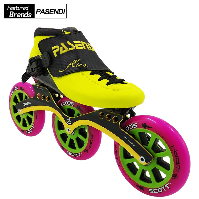 PASENDI المهنية 125 مللي متر عجلات سرعة أحذية التزلج زلاجات دوارة بالغين الاطفال مضمنة تزلج الأحذية Patine 3x125 إطار النساء الرجال