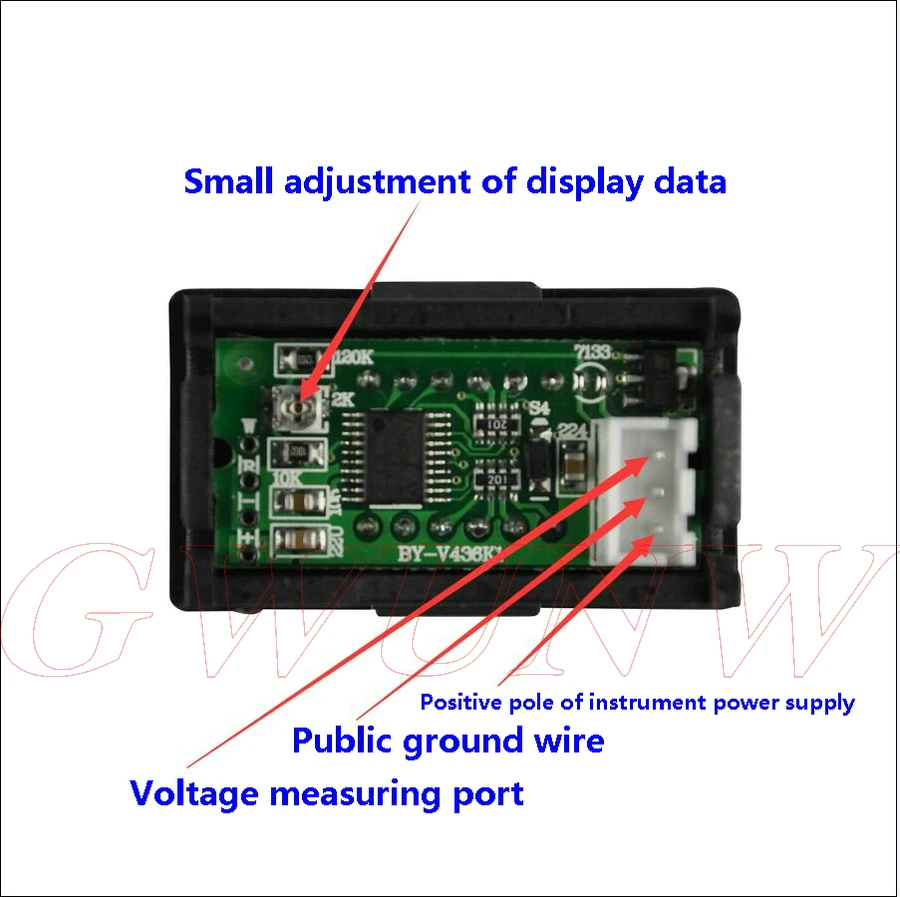 GWUNW BY436VK1 DC 0-300,0 в(300 В) 4 бит 0,36 дюймов цифровой вольтметр Панель метр Красный Синий Зеленый Желтый тестер напряжения