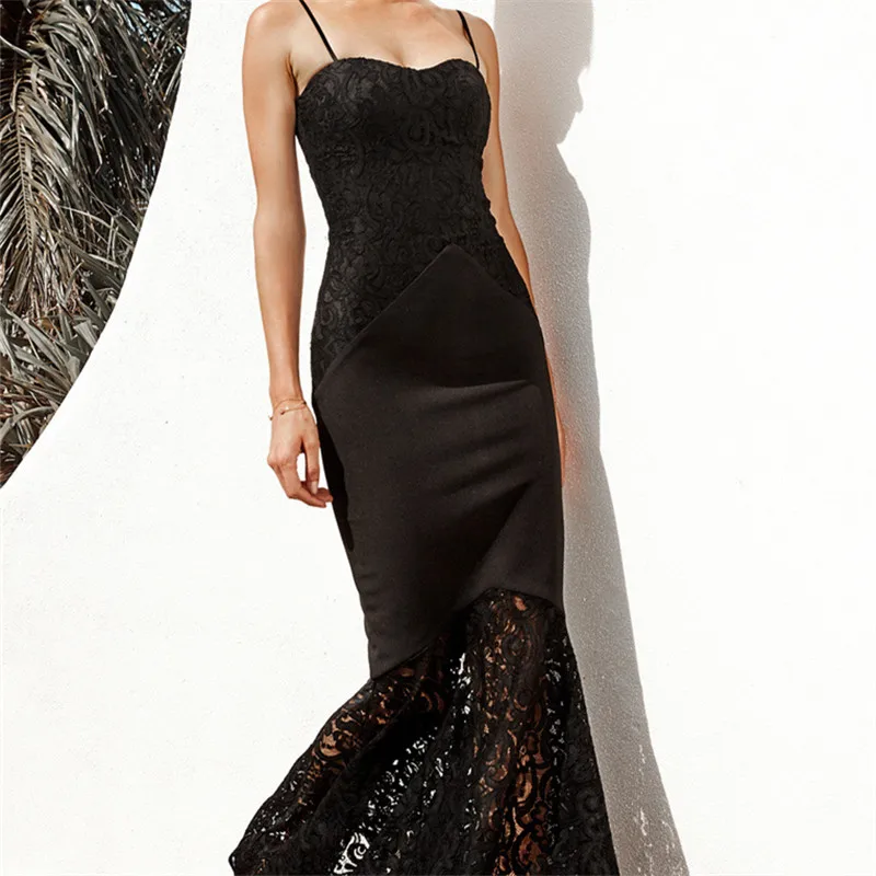 

2018 Eyes Lace Spaghetti Strap Sexy Bodycon Trumpet Party Dresses Sumemr Women Plus Size Vestidos