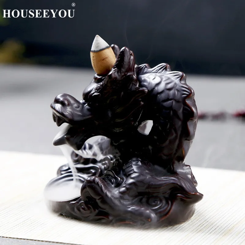 Houseyou Традиционный китайский держатель для благовоний с драконом фарфоровая