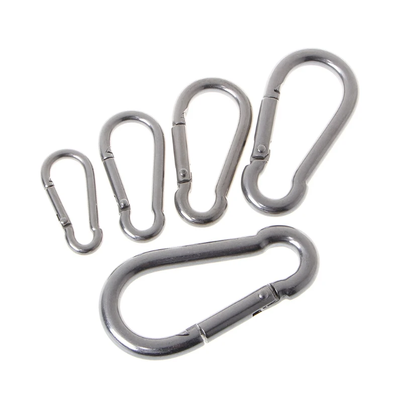 

304 Stainless Steel Spring Carabiner Snap Hook Keychain Quick Link Lock Buckle #0626