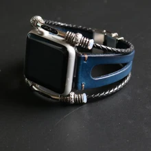 Браслет из бисера ручной работы ремень для Apple Watch группа 42 мм 38 мм Натуральная кожа Смотреть Band для iWatch ремешок серии 1 2 3