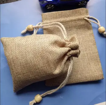 

New Arrivals Burlap Jute Gift Bags Jewelry Packing Bag Candy Bags Wedding Favor Birthday Party Wooden beads Drawstring pouches