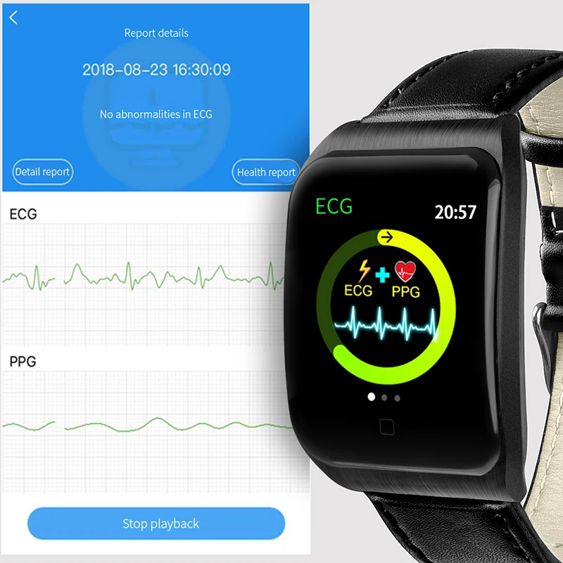 

ECG PPG Smart Watch Fitness Tracker 1.3 Inch Electrocardiograph Ecg Display Holter Heart Rate Monitor Blood Pressure Smartwatch