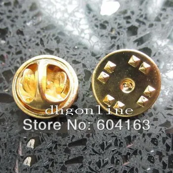 

100 PCS TIE Tacks Clip Findings Pad Pin Round Pinch CLUTCH Gold PC2
