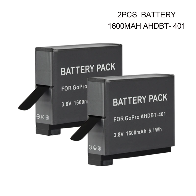 2pcs Battery AHDBT 401 батареи/AHDBT-401 зарядное устройство для Gopro HERO 4 HERO4 спортивные камеры 1600 мАч AHDBT-401 батарея - Цвет: 2pcs Battery