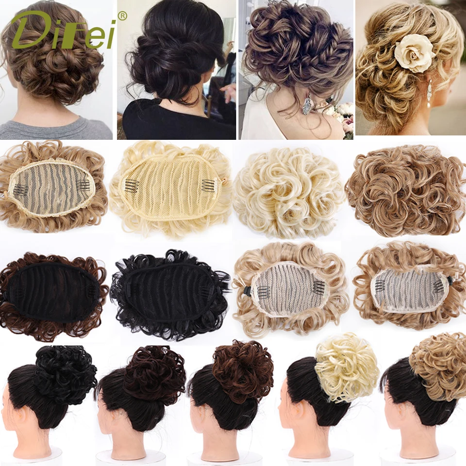 

8 Colors Curly Chignons Elastic Extensions Hair Synthetic Hair Ribbon Ponytail Hair for Women Heat Resistant Chignons DIFEI