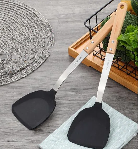 1PC Silicone Spatula Turner Flexible Stainless Steel Core Heat-Resistant Easy Clean Non Stick- Kitchen Utensil PK 007