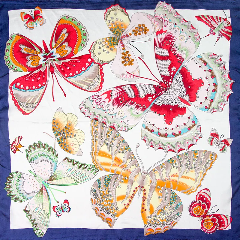 

100% Silk Scarf Women Scarf Butterfly Neckerchief Scarf Silk Bandana 2019 Hot Foulard Small Square Silk Scarf Nice Gift for Lady